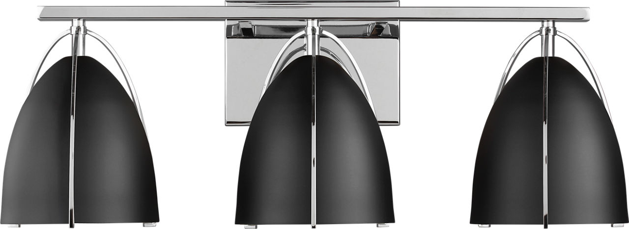 Norman 3-Light Bath Sconce in Chrome with Midnight Black Steel Shades Bulb(s) Not Included