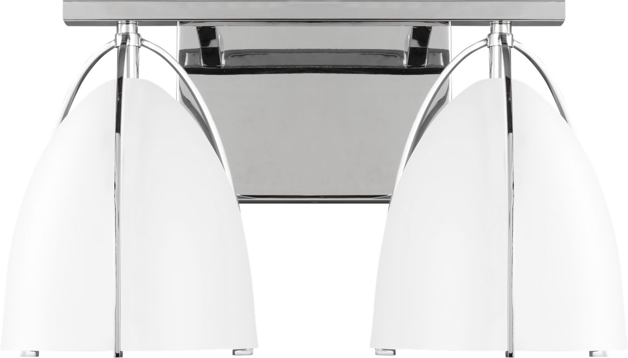 Norman 2-Light Bath Sconce in Chrome with Matte White Steel Shades Bulb(s) Not Included