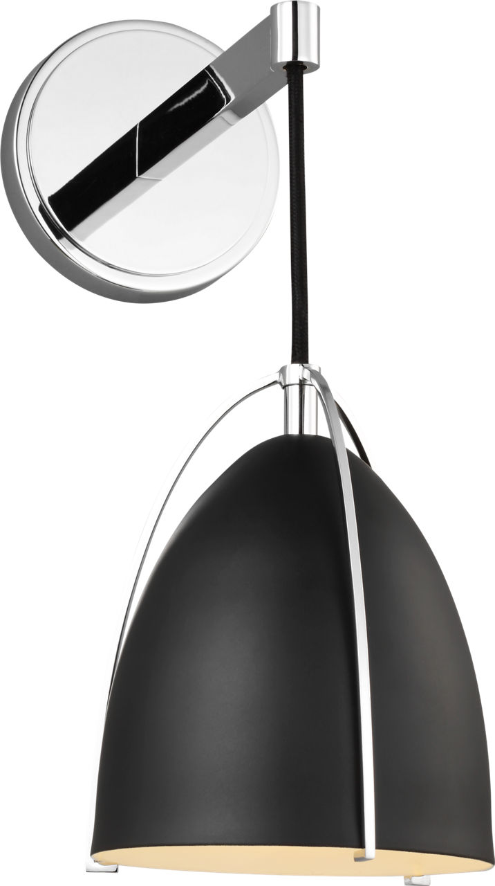 Norman 1-Light Bath Sconce in Chrome with Midnight Black Steel Shade Bulb(s) Included