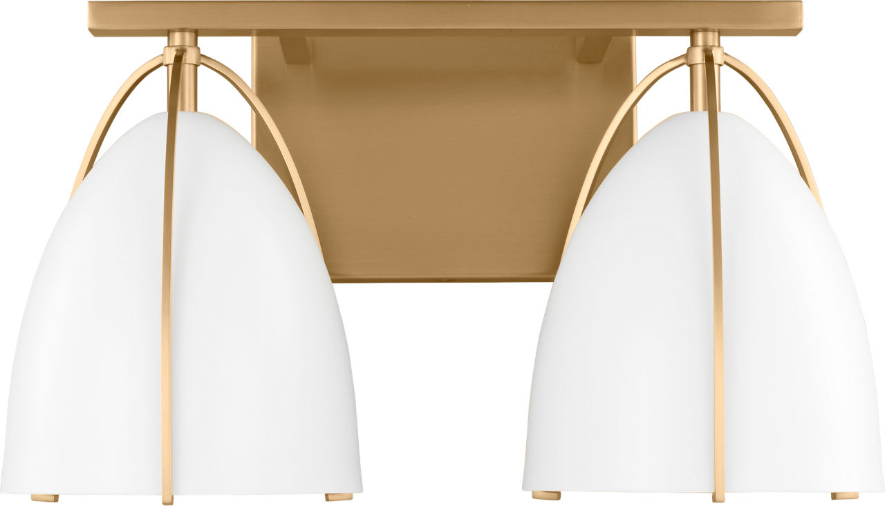 Norman 2-Light Bath Sconce in Satin Brass with Matte White Steel Shades Bulb(s) Not Included