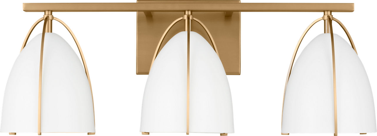 Norman 3-Light Bath Sconce in Satin Brass with Matte White Steel Shades Bulb(s) Not Included