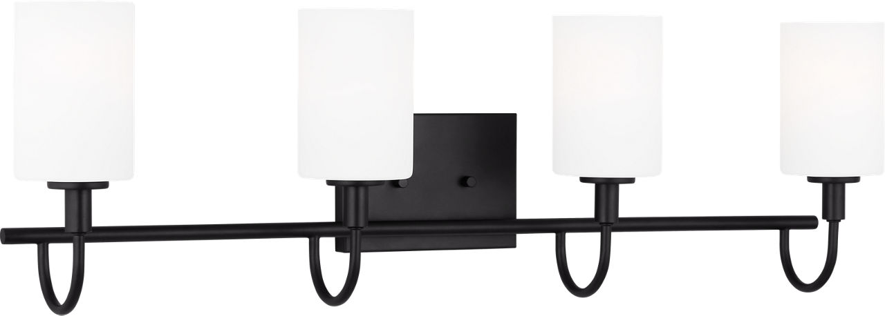 Oak Moore Four Light Wall / Bath Midnight Black Bulbs Included