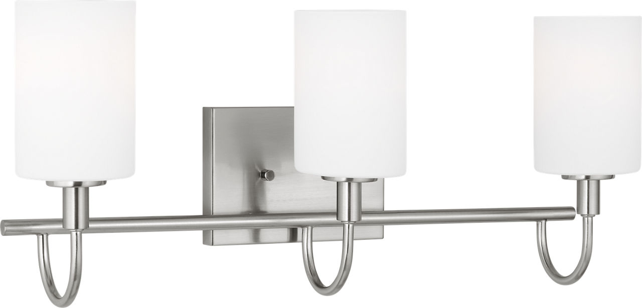 Oak Moore Three Light Wall / Bath Brushed Nickel Bulbs Inc