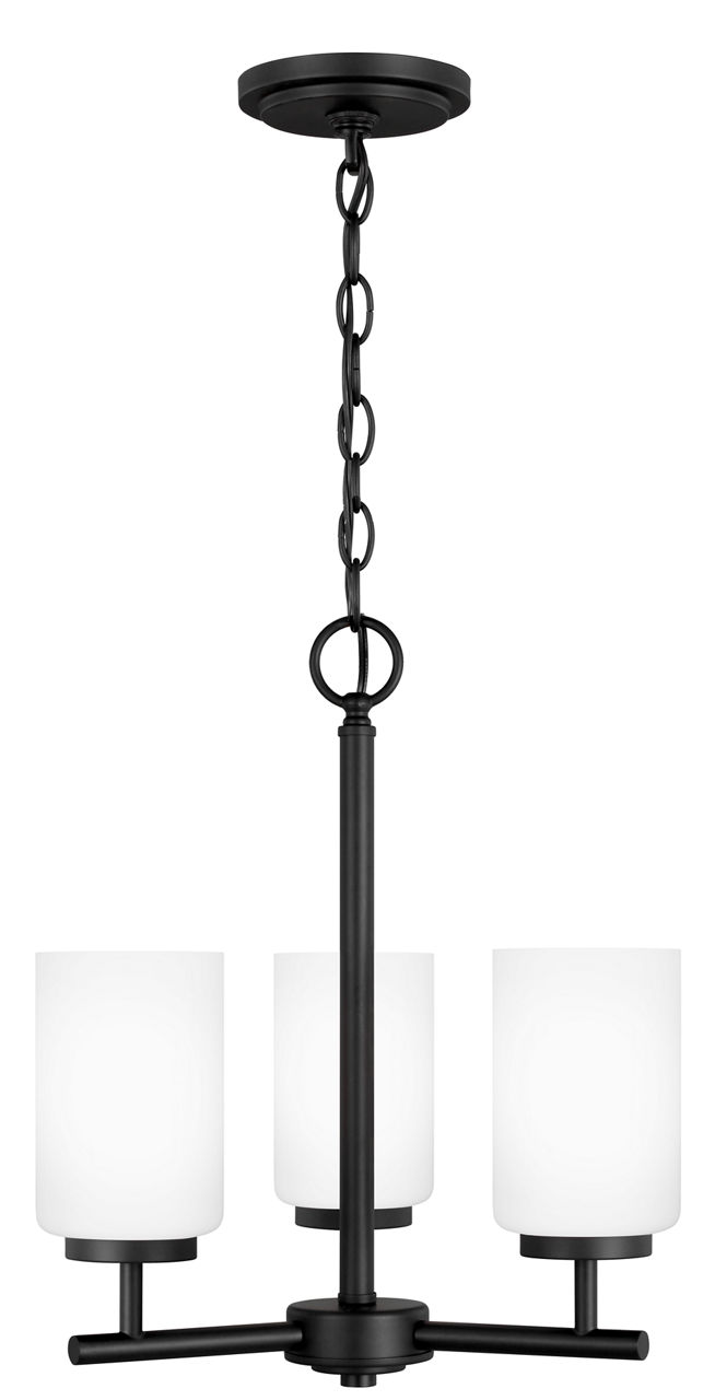 Oslo 3-Light Chandelier in Midnight Black with Opal Etched Glass
