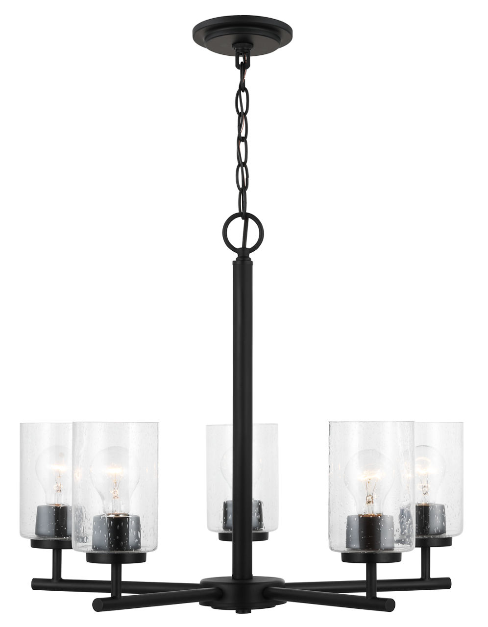 Oslo 5-Light Chandelier in Midnight Black with Clear Seeded Glass Bulbs Not Included