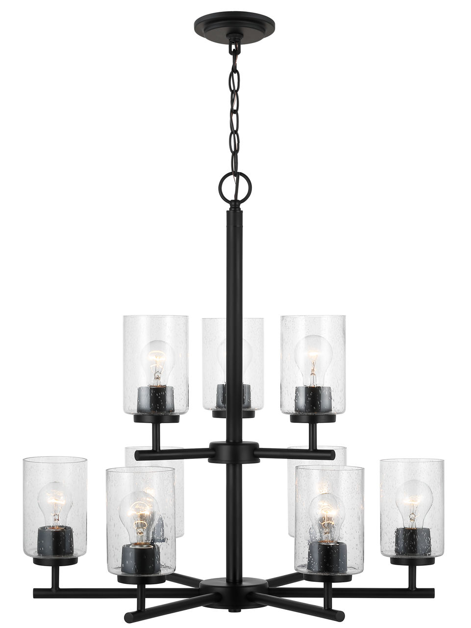 Oslo 9-Light Chandelier in Midnight Black with Clear Seeded Glass Bulbs Not Included
