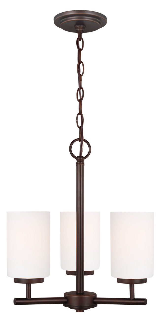 Oslo 3-Light Chandelier in Bronze with Opal Etched Glass