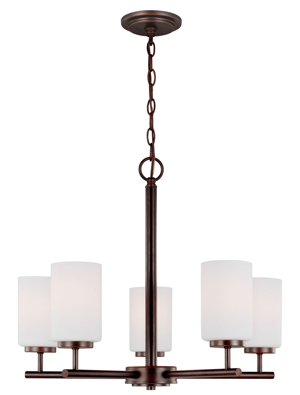 Oslo 5-Light Chandelier in Bronze with Opal Etched Glass Bulbs Not Included