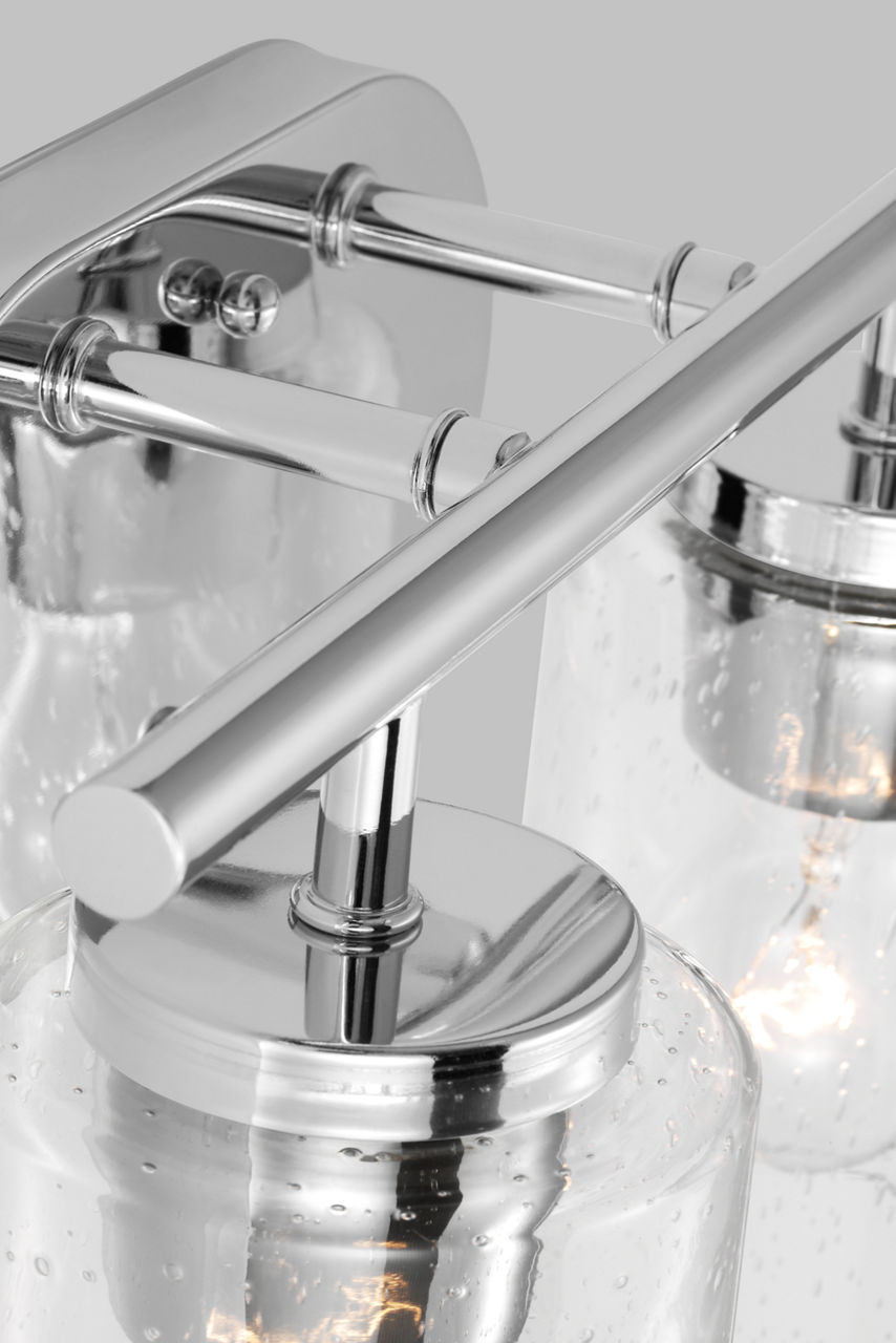 Oslo 2-Light Bath Sconce in Chrome with Clear Seeded Glass Bulbs Included