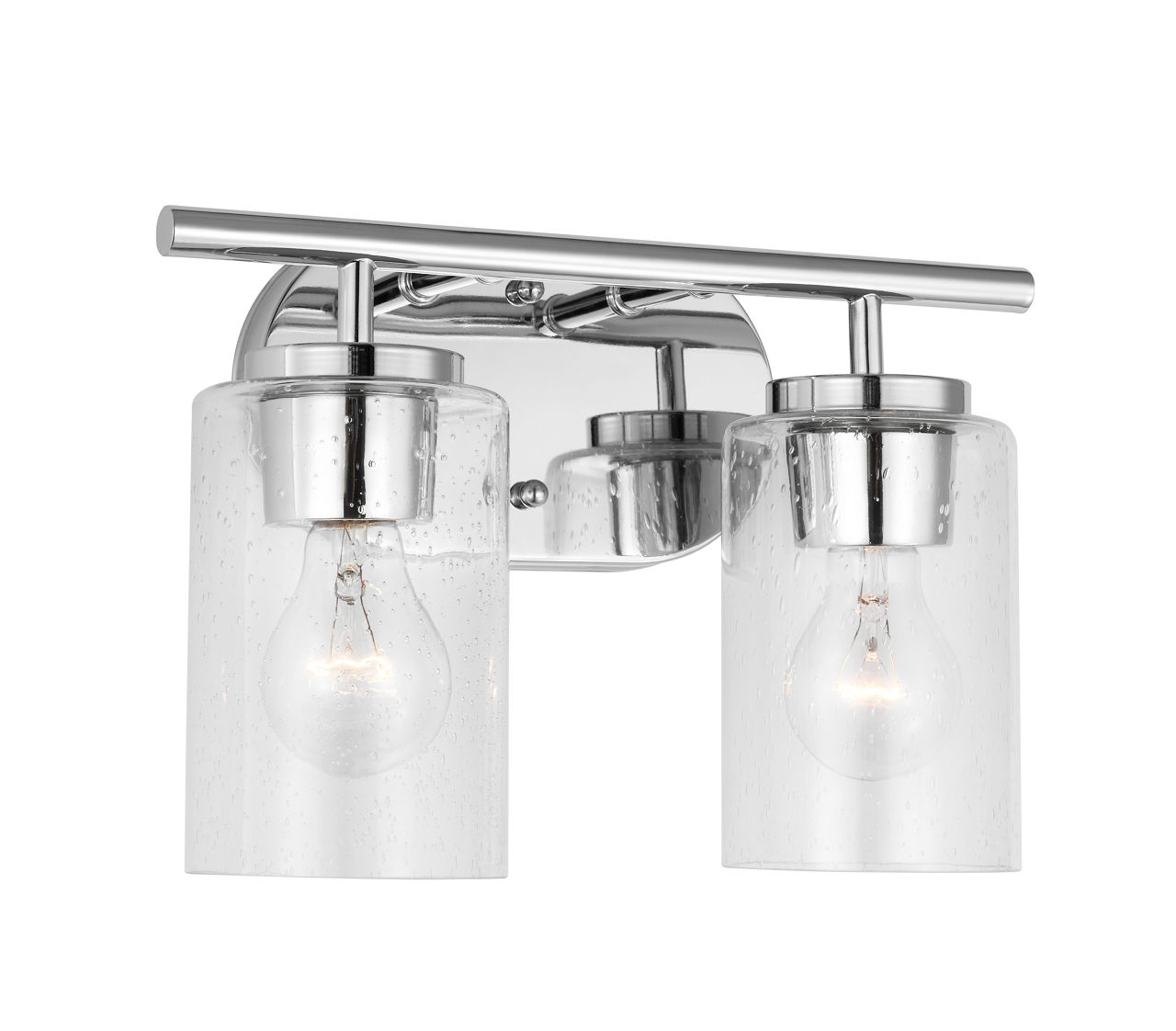Oslo 2-Light Bath Sconce in Chrome with Clear Seeded Glass Bulbs Not Included