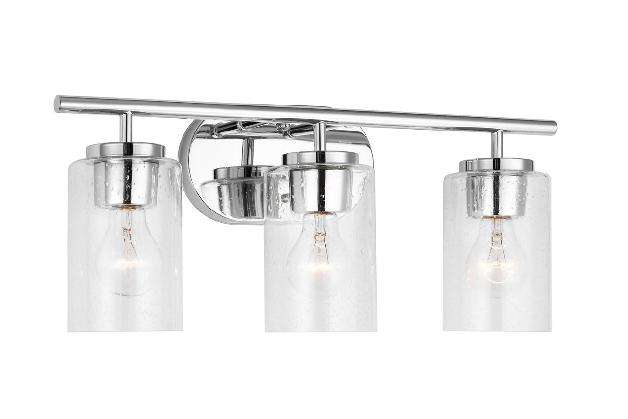 Oslo 3-Light Bath Sconce in Chrome with Clear Seeded Glass Bulb(s) Not Included