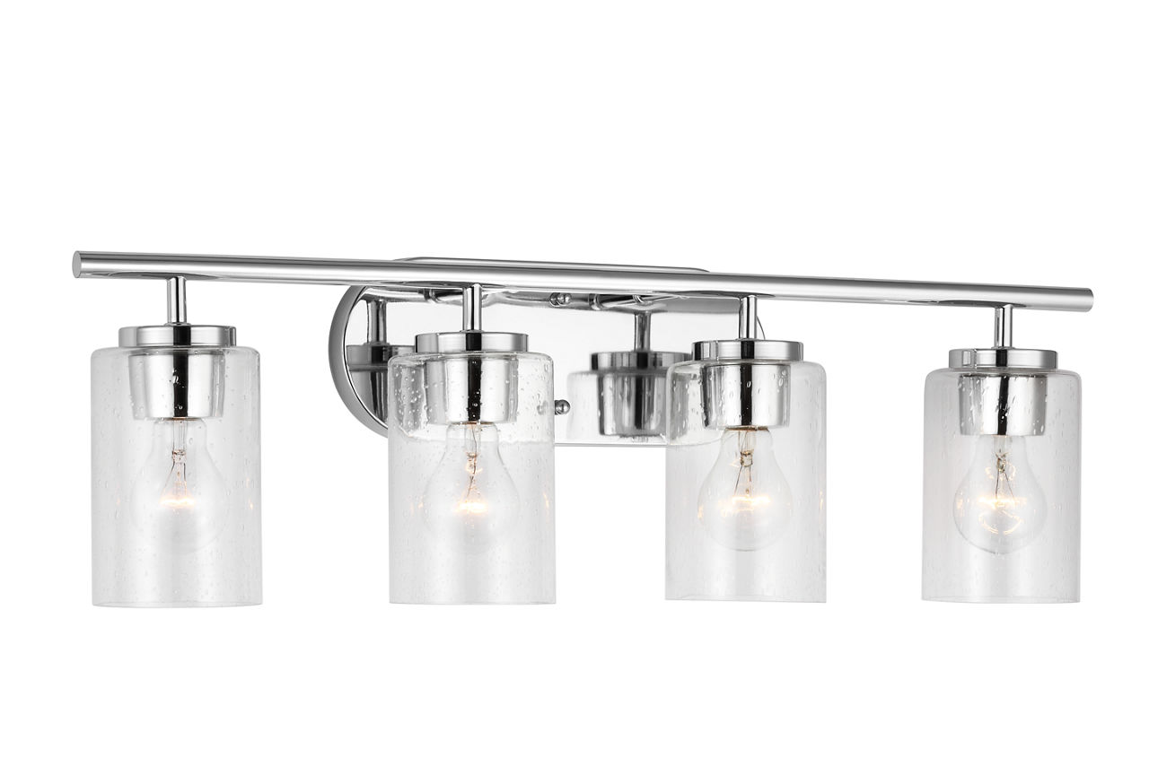 Oslo 4-Light Bath Sconce in Chrome with Clear Seeded Glass Bulbs Not Included