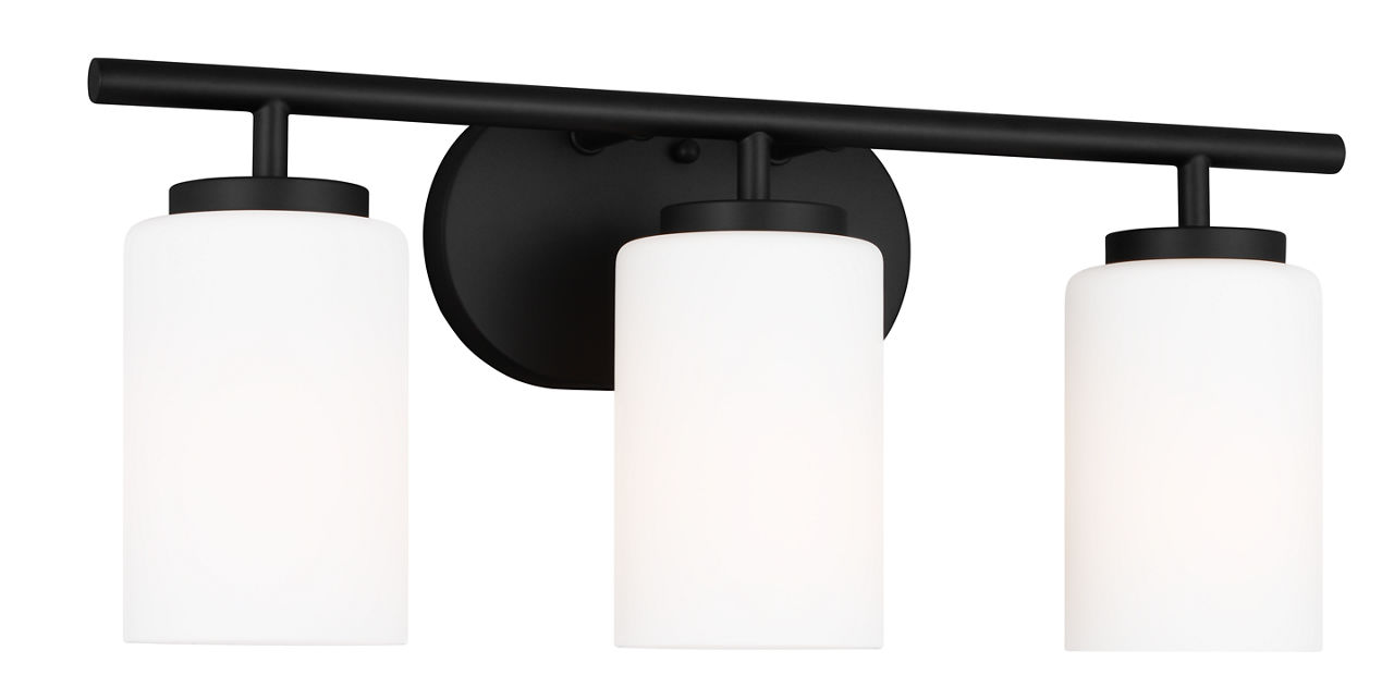 Oslo 3-Light Bath Sconce in Midnight Black with Opal Etched Glass Bulb(s) Not Included