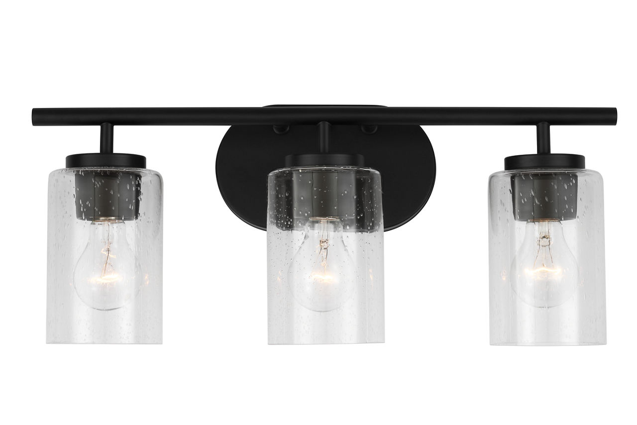 Oslo 3-Light Bath Sconce in Midnight Black with Clear Seeded Glass Bulb(s) Not Included