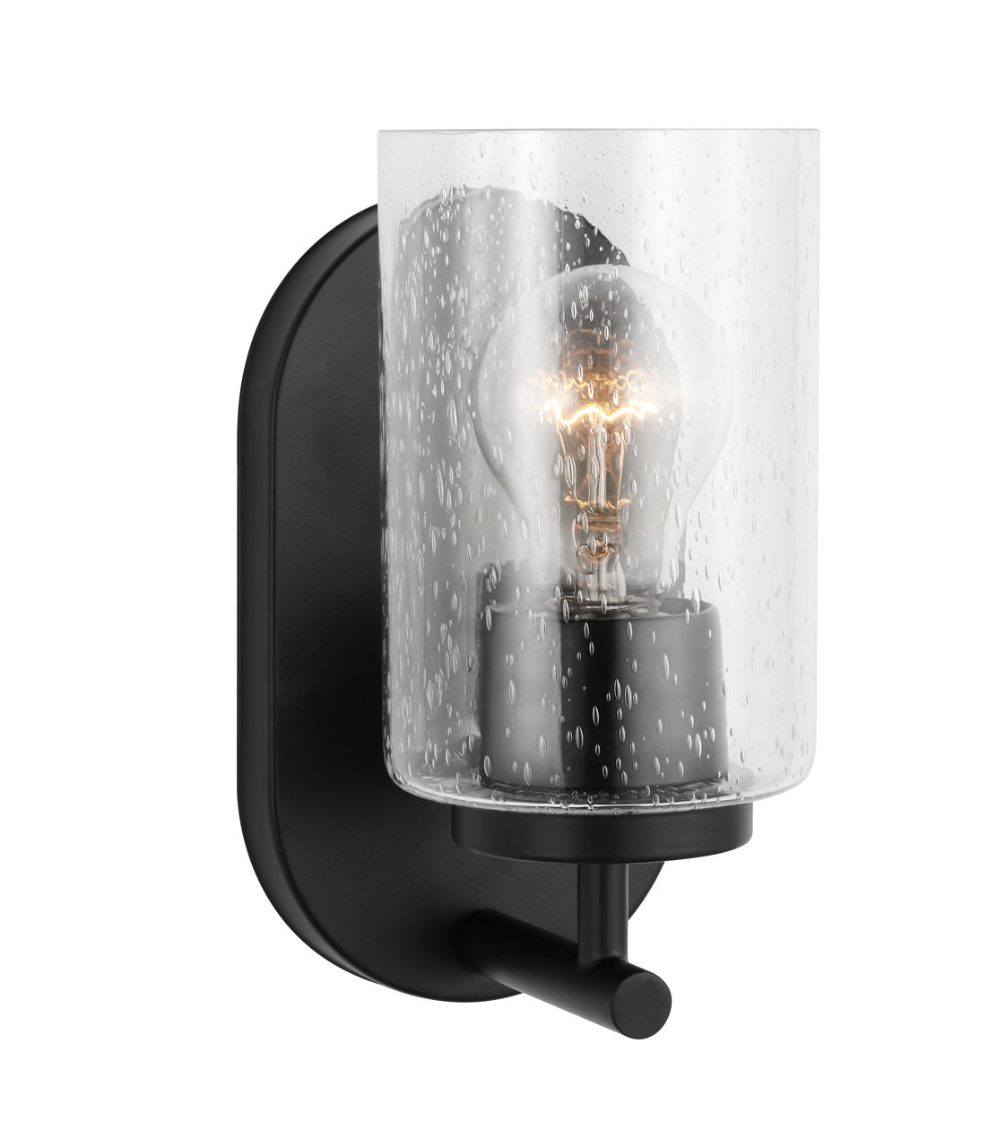 Oslo 1-Light Bath Sconce in Midnight Black with Clear Seeded Glass Bulbs Not Included