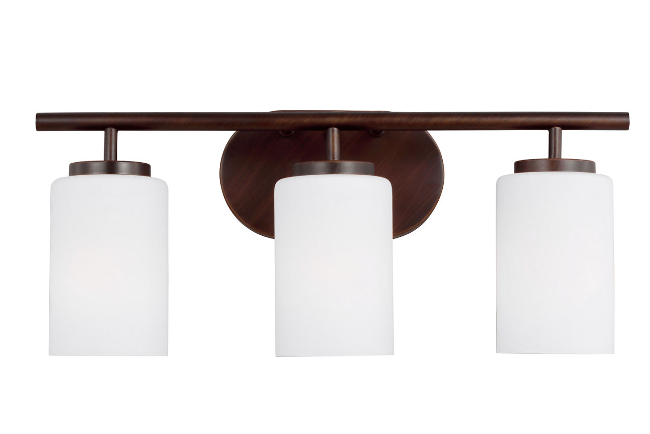 Oslo 3-Light Bath Sconce in Bronze with Opal Etched Glass Bulb(s) Not Included