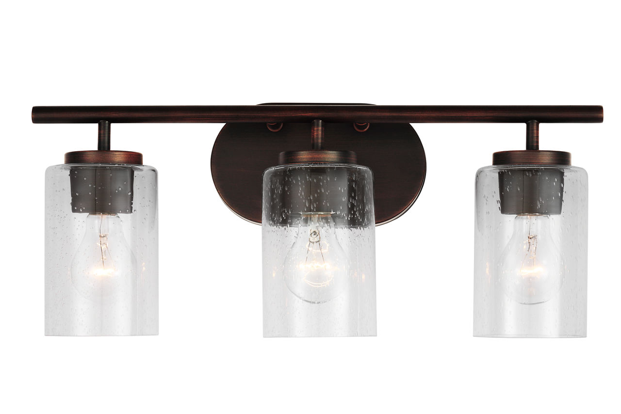 Oslo 3-Light Bath Sconce in Bronze with Clear Seeded Glass Bulb(s) Not Included