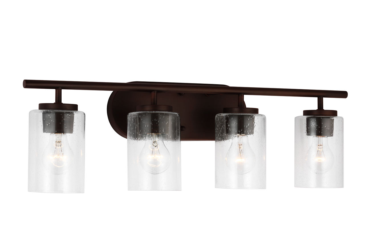 Oslo 4-Light Bath Sconce in Bronze with Clear Seeded Glass Bulbs Not Included