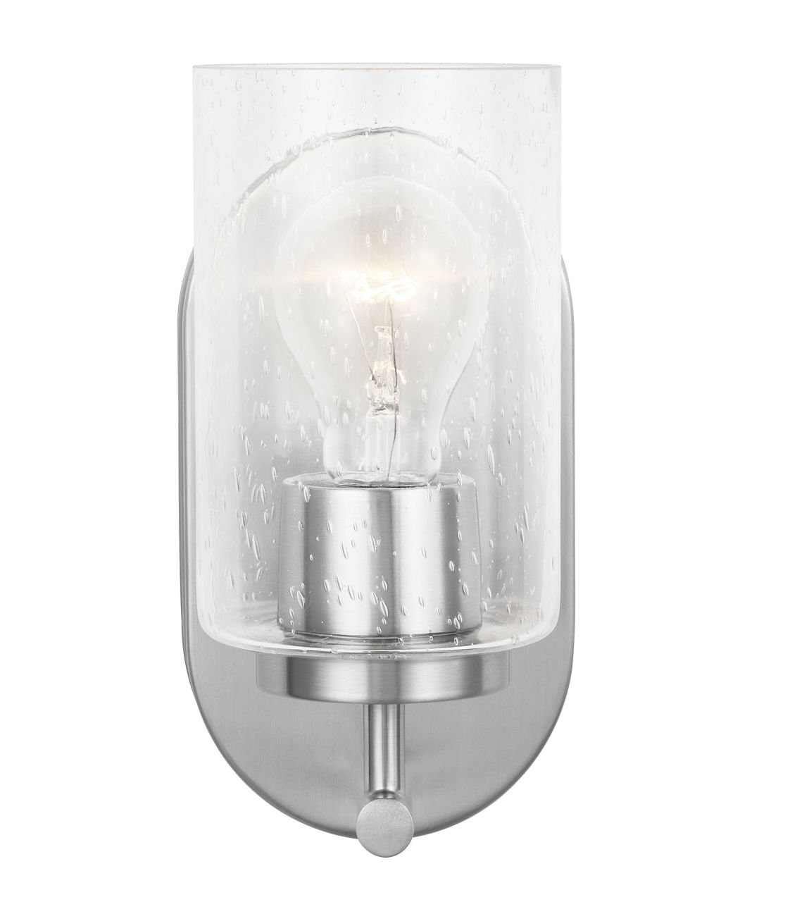Oslo 1-Light Bath Sconce in Brushed Nickel with Clear Seeded Glass Bulbs Not Included