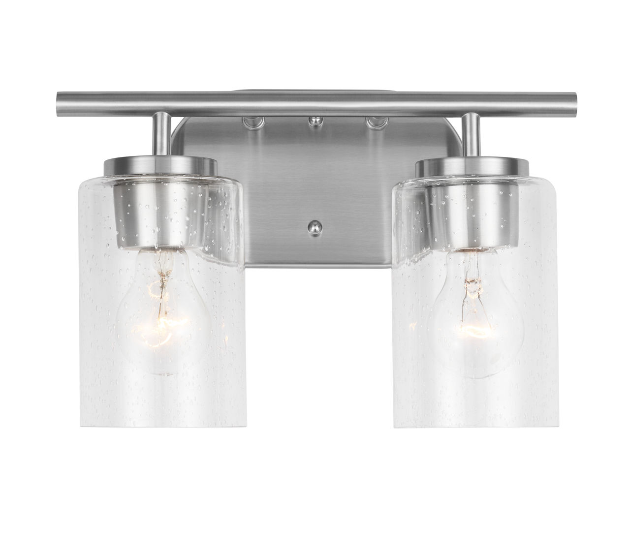 Oslo 2-Light Bath Sconce in Brushed Nickel with Clear Seeded Glass Bulbs Not Included