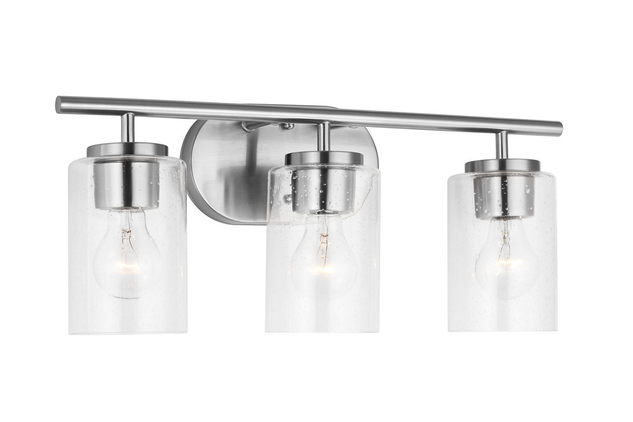 Oslo 3-Light Bath Sconce in Brushed Nickel with Clear Seeded Glass Bulb(s) Not Included