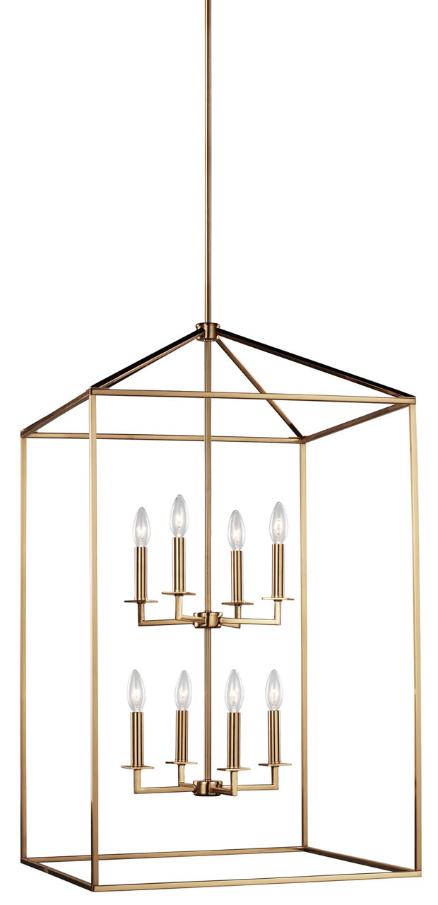 Perryton Extra Large Eight Light Hall / Foyer Satin Brass