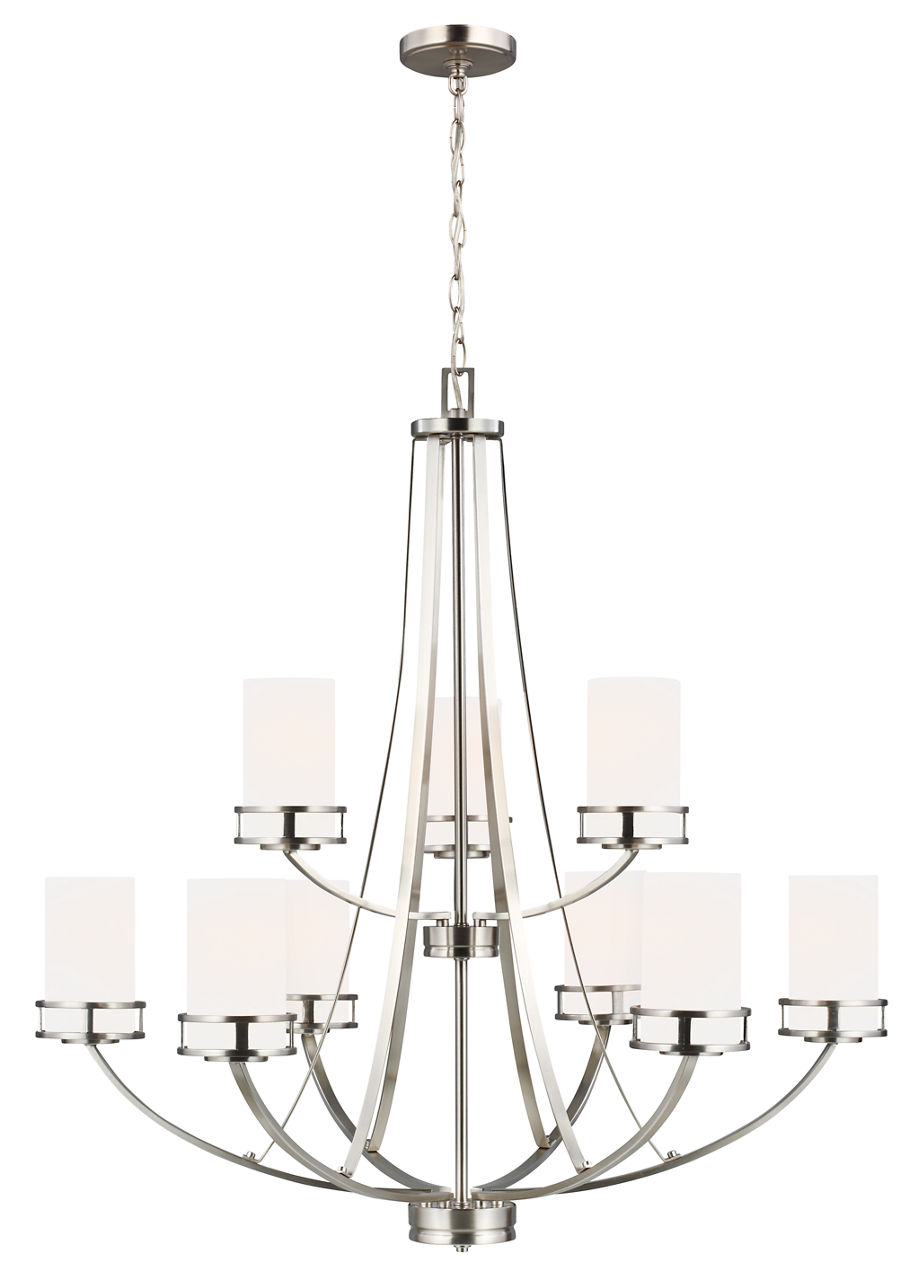 Robie Nine Light Chandelier Brushed Nickel