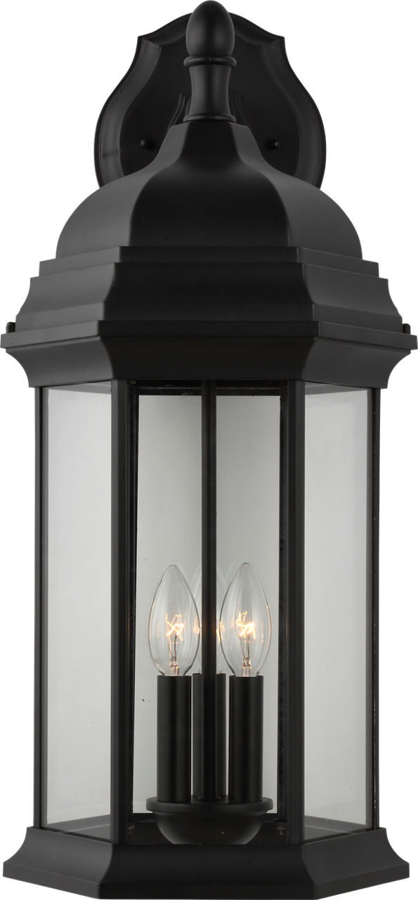 Sevier Extra Large Downlight Wall Lantern in Black with Clear Glass Panels Bulb(s) Not Included
