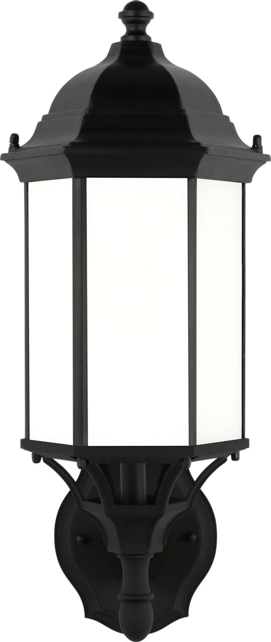 Sevier Medium Uplight Wall Lantern in Black with Satin Etched Glass Panels Bulb(s) Not Included