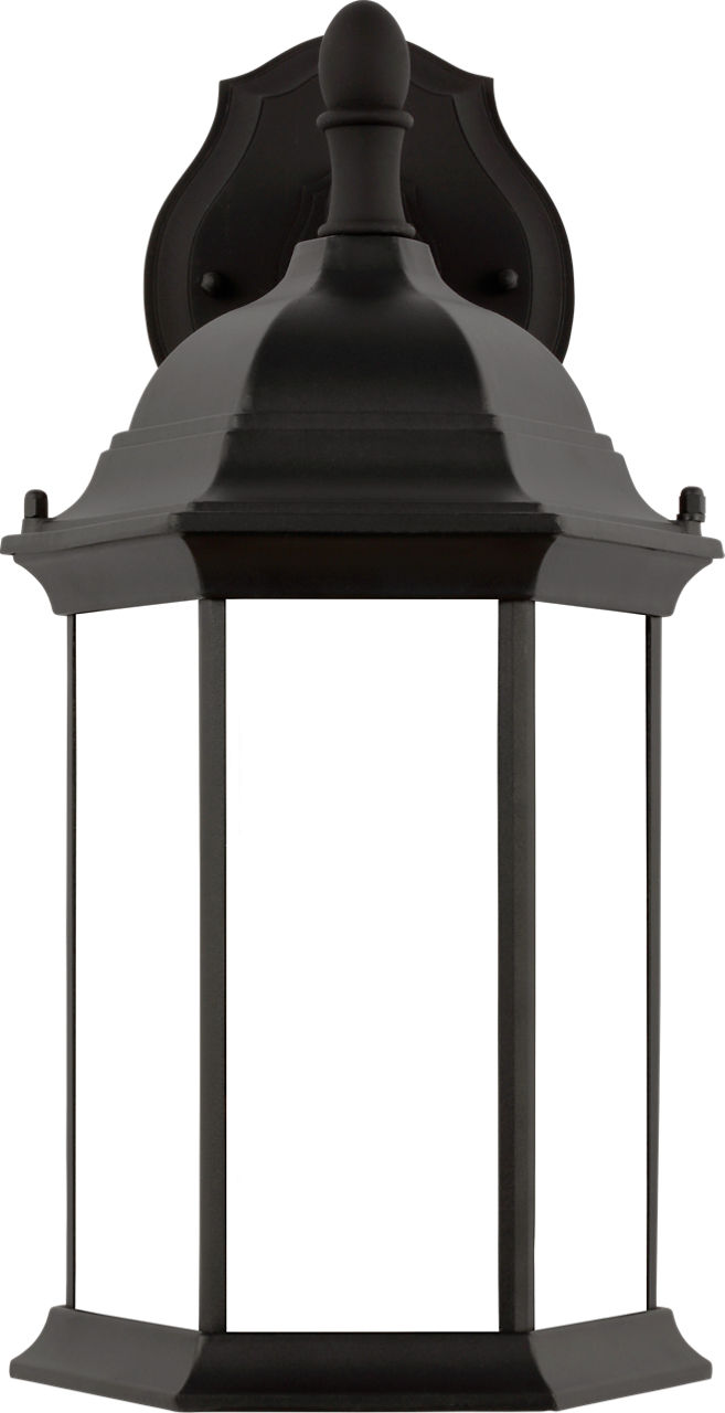 Sevier Medium Downlight Wall Lantern in Black with Satin Etched Glass Panels Bulb(s) Not Included