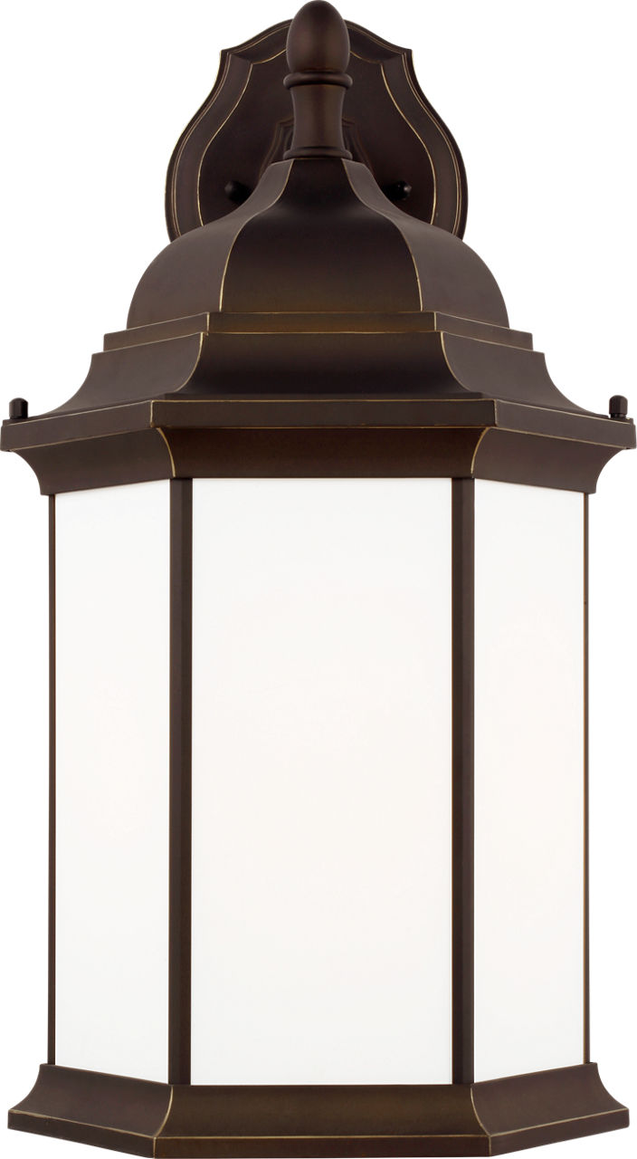 Sevier Extra Large Downlight Wall Lantern in Antique Bronze with Satin Etched Glass Panels Bulb(s) Not Included
