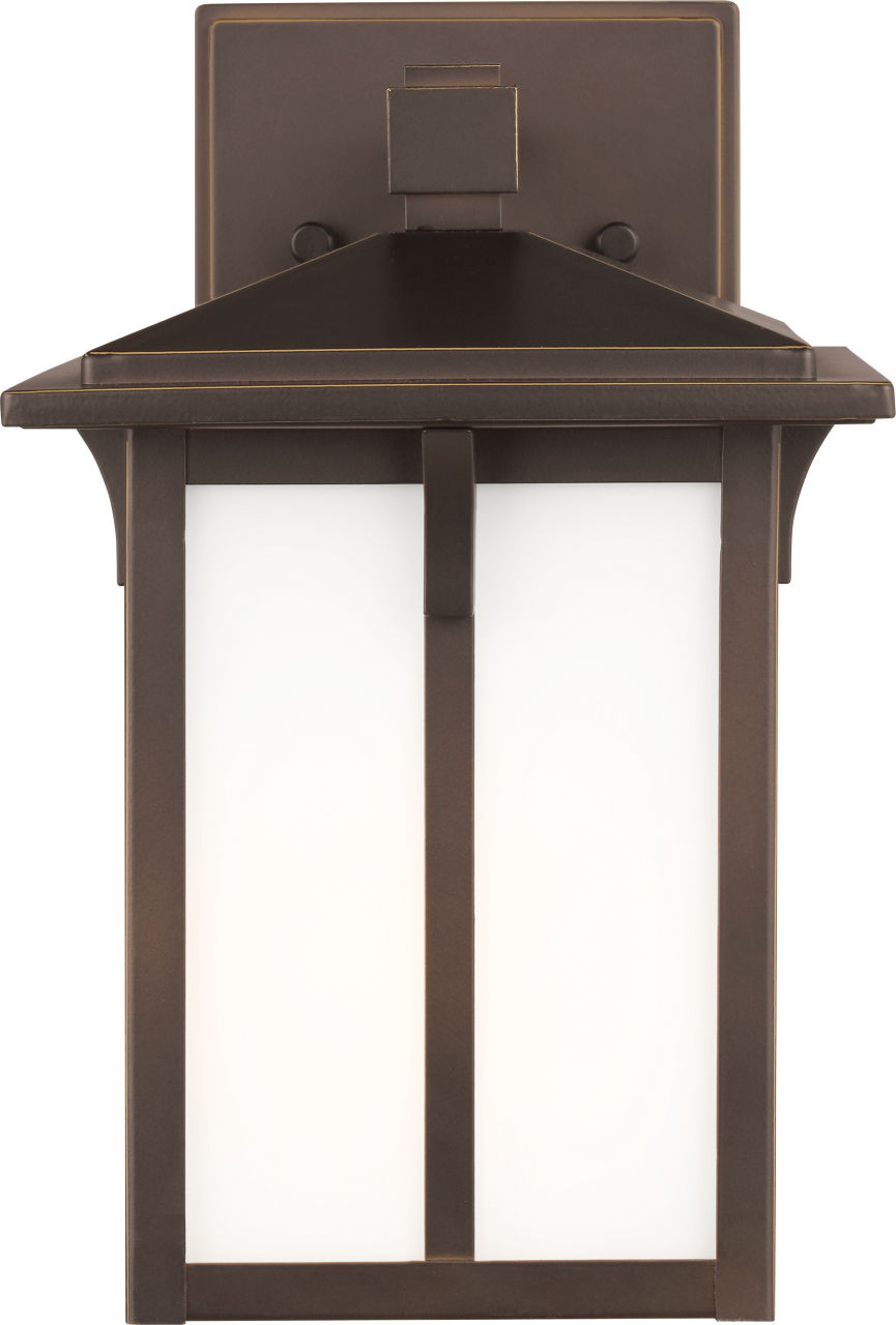 Tomek Small Wall Lantern in Antique Bronze with Etched Glass / White Inside Bulb(s) Not Included