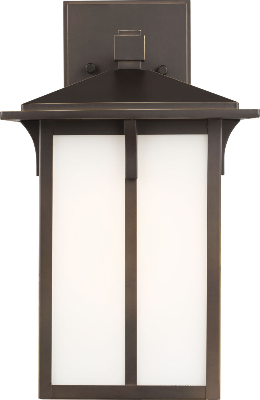 Tomek Medium Wall Lantern in Antique Bronze with Etched Glass / White Inside Bulb(s) Not Included
