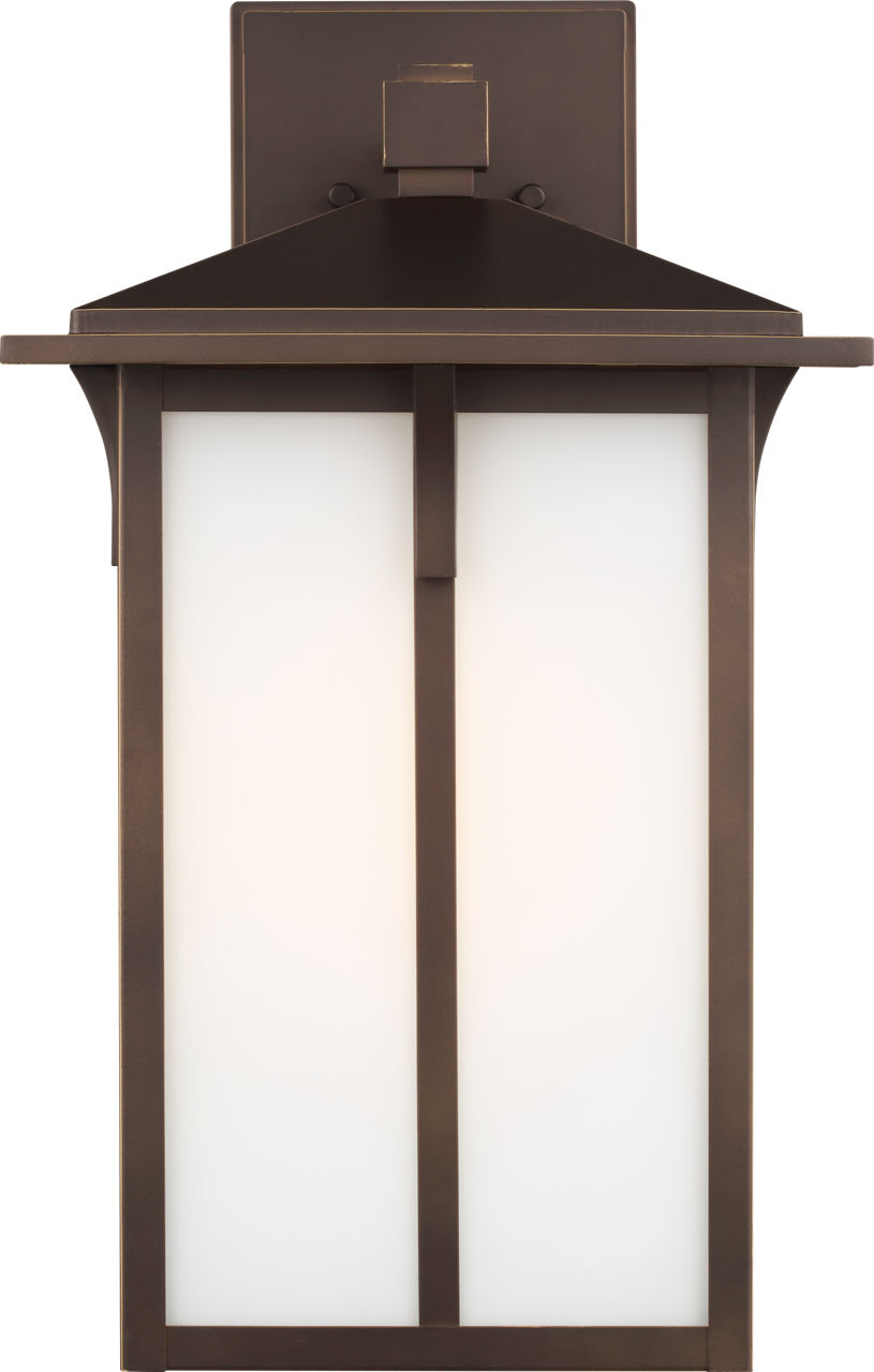 Tomek Large Wall Lantern in Antique Bronze with Etched Glass / White Inside Bulb(s) Not Included