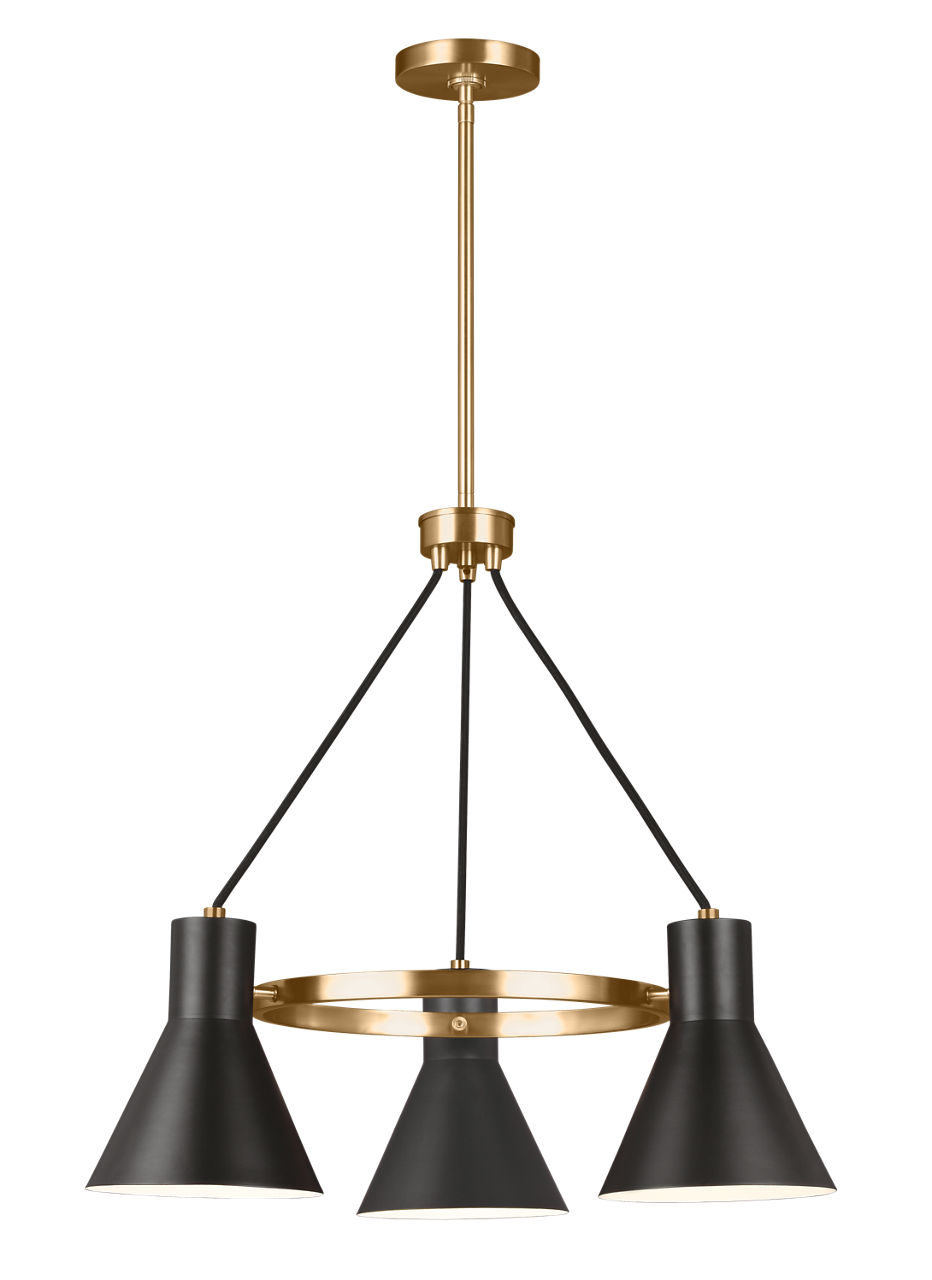 Towner Three Light Chandelier Satin Brass