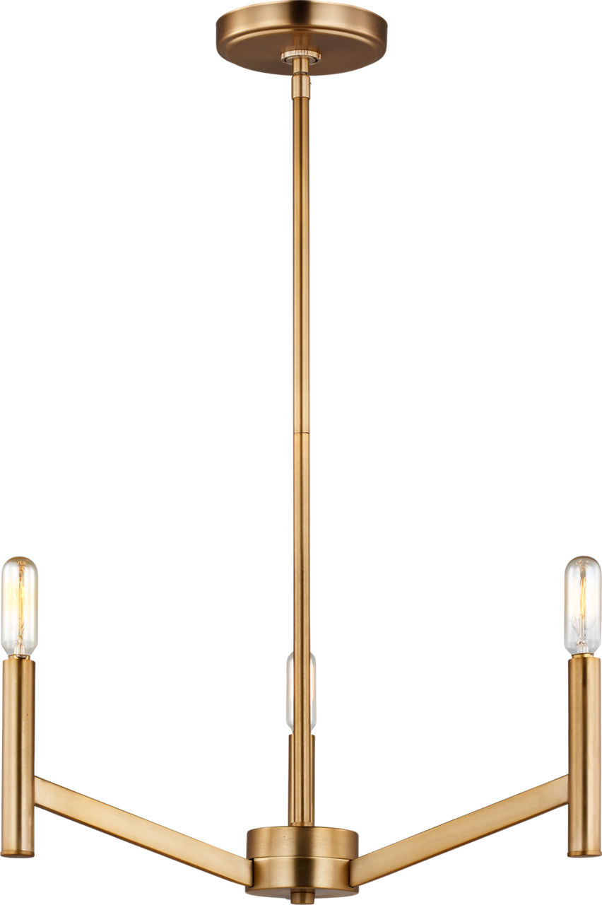 Vector Three Light Chandelier Satin Brass