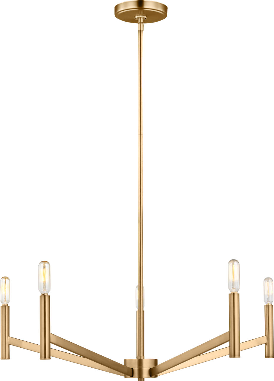 Vector Five Light Chandelier Satin Brass