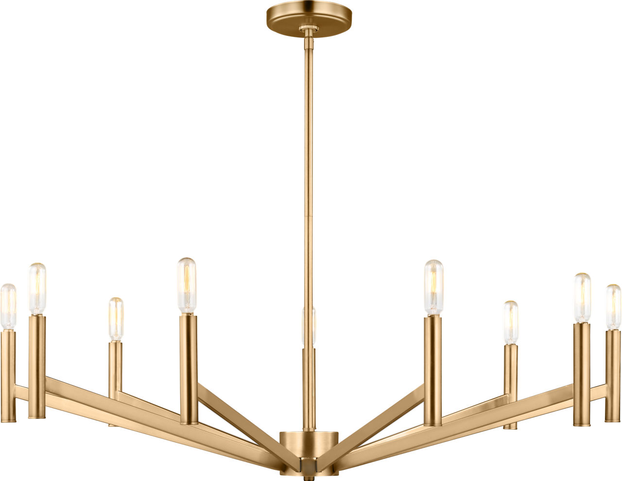 Vector Nine Light Chandelier Satin Brass