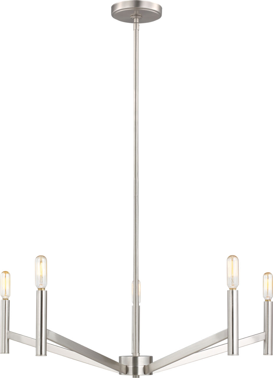 Vector Five Light Chandelier Brushed Nickel