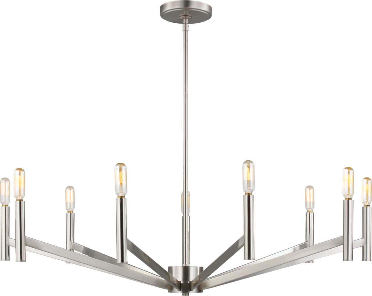 Vector Nine Light Chandelier Brushed Nickel
