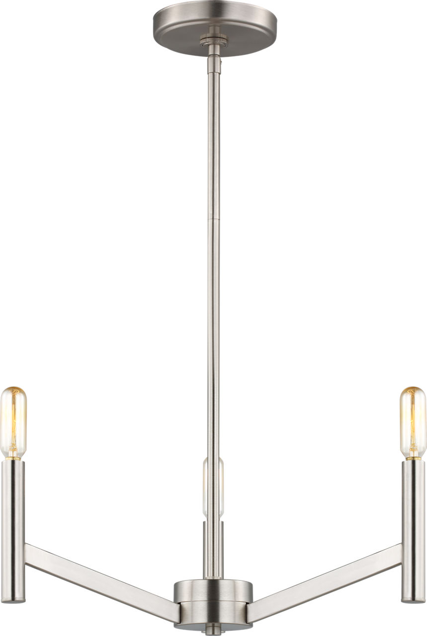 Vector Three Light Chandelier Brushed Nickel