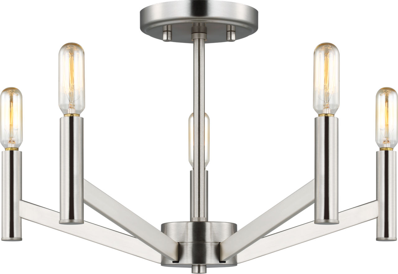 Vector Five Light Semi-Flush Mount Brushed Nickel