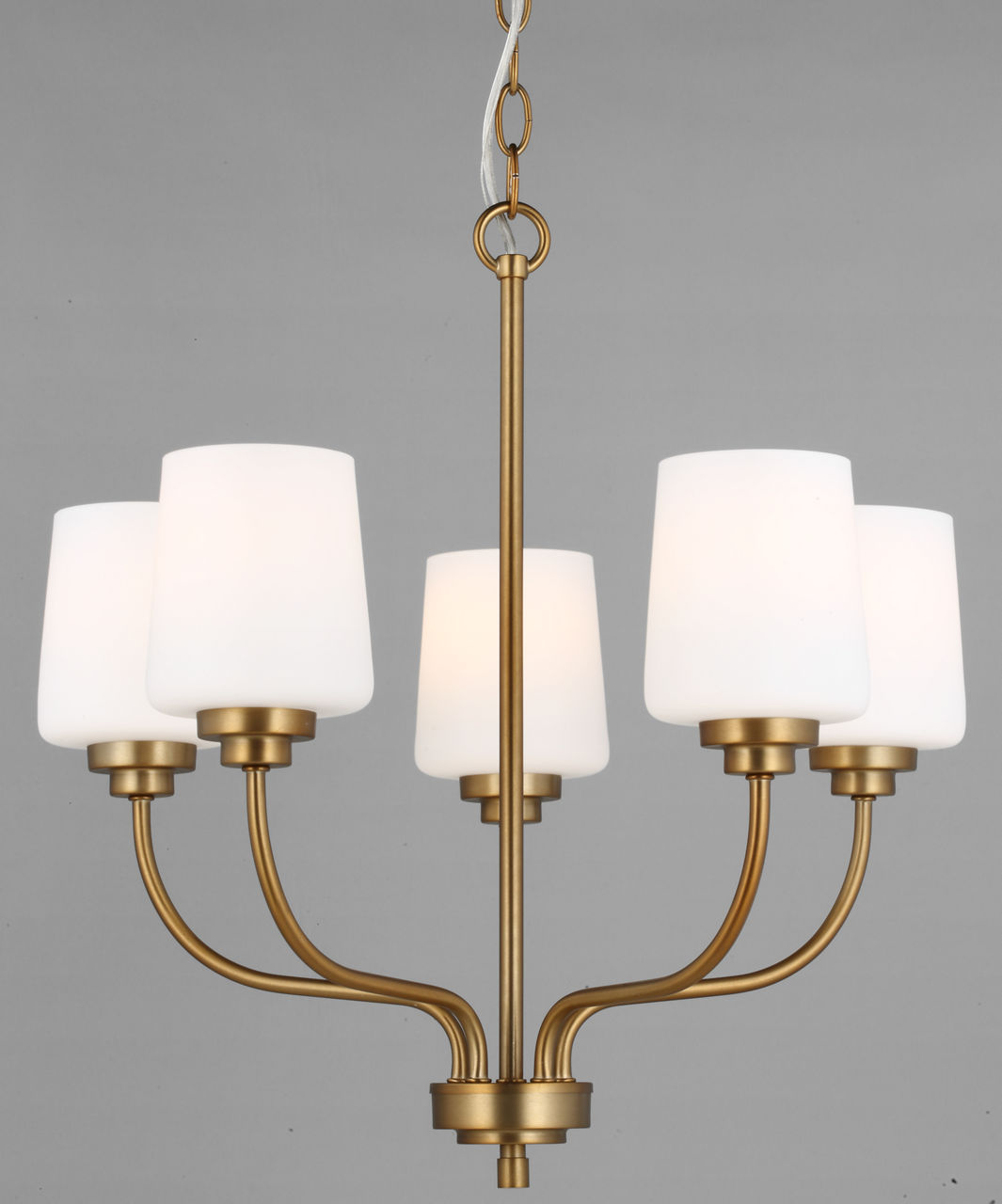 Windom Five Light Chandelier Satin Brass