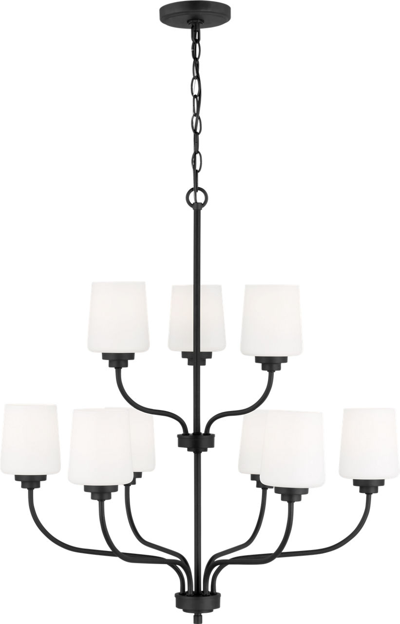 Windom Nine Light Chandelier Midnight Black