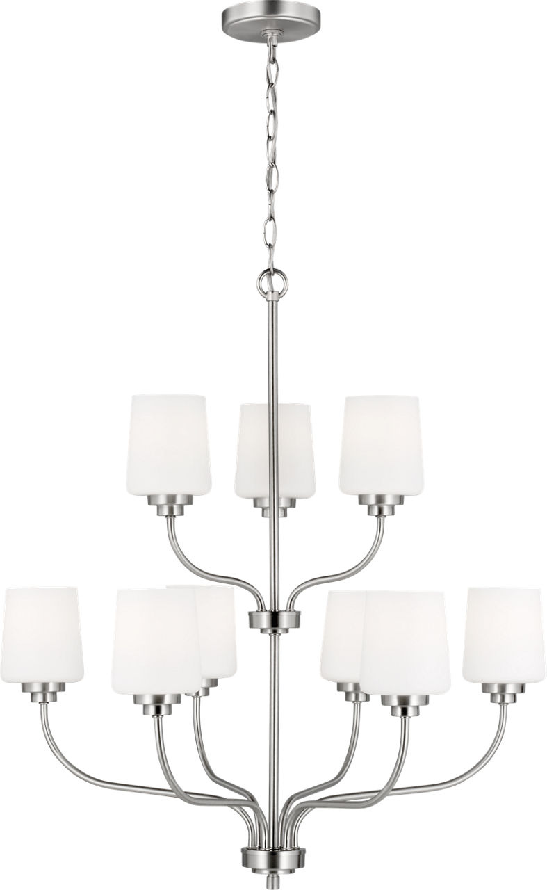 Windom Nine Light Chandelier Brushed Nickel