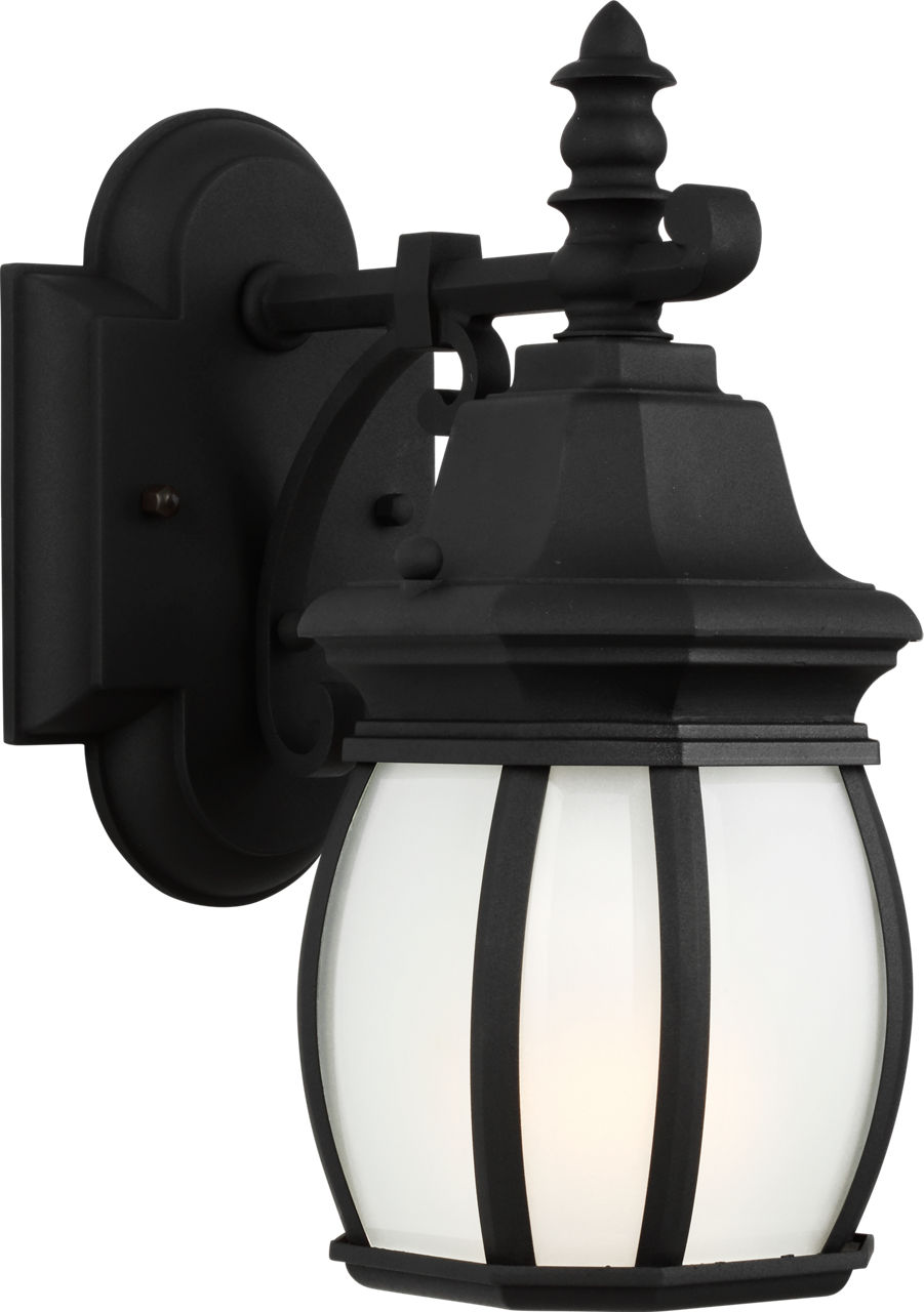 Wynfield Extra Small Wall Lantern in Black with Frosted Glass Bulb(s) Included