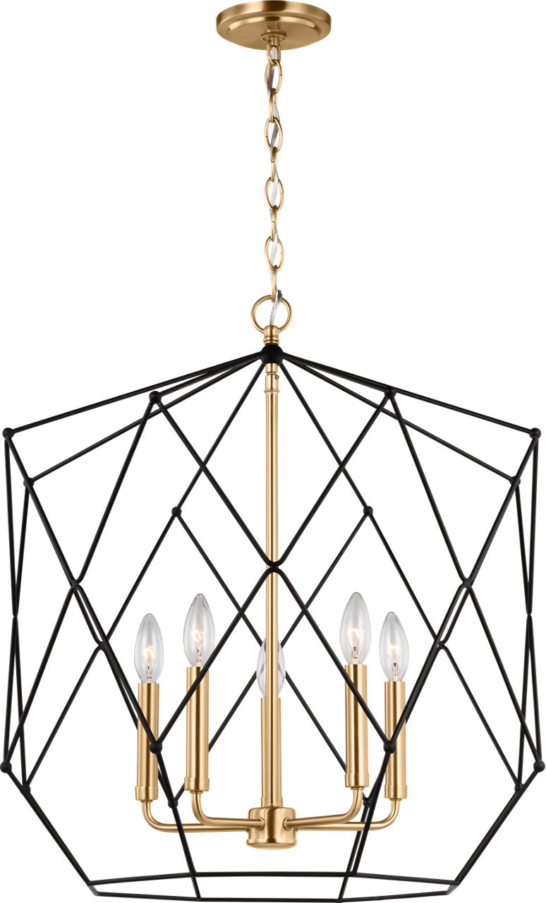 Zarra Large Five Light Lantern Satin Brass