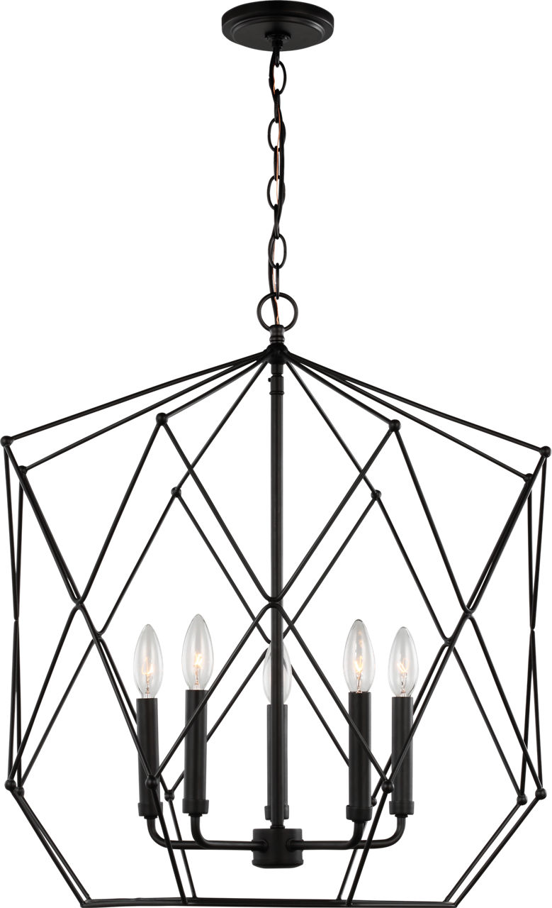 Zarra Large Five Light Lantern Midnight Black Bulbs Included