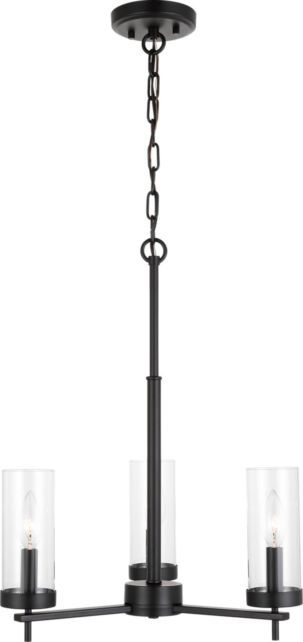 Zire Three Light Chandelier in Midnight Black