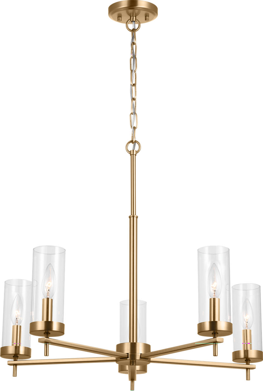 Zire Five Light Chandelier in Satin Brass